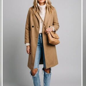 Auvora signature peacoat Camel Wool khaki color. NWT XL